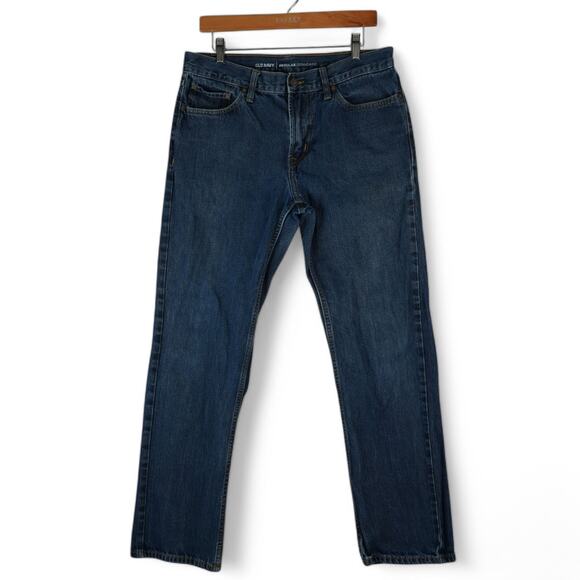 Old Navy Jeans Mens 33x32 Original Straight Leg Blue Dark Wash Denim Cotton - Picture 1 of 9